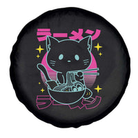 Kawaii Ramen Cat Spare Tire Cover Retro Japanese Noodles Lover Anime Aesthetic - Wonder Print Shop