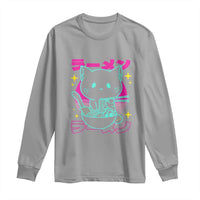 Kawaii Ramen Cat Long Sleeve Shirt Retro Japanese Noodles Lover Anime Aesthetic - Wonder Print Shop