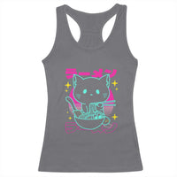 Kawaii Ramen Cat Racerback Tank Top Retro Japanese Noodles Lover Anime Aesthetic - Wonder Print Shop