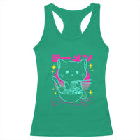Kawaii Ramen Cat Racerback Tank Top Retro Japanese Noodles Lover Anime Aesthetic - Wonder Print Shop