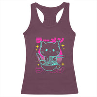 Kawaii Ramen Cat Racerback Tank Top Retro Japanese Noodles Lover Anime Aesthetic - Wonder Print Shop