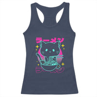 Kawaii Ramen Cat Racerback Tank Top Retro Japanese Noodles Lover Anime Aesthetic - Wonder Print Shop
