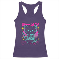 Kawaii Ramen Cat Racerback Tank Top Retro Japanese Noodles Lover Anime Aesthetic - Wonder Print Shop