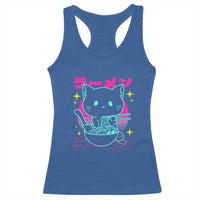 Kawaii Ramen Cat Racerback Tank Top Retro Japanese Noodles Lover Anime Aesthetic - Wonder Print Shop