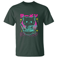 Kawaii Ramen Cat T Shirt Retro Japanese Noodles Lover Anime Aesthetic - Wonder Print Shop