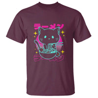 Kawaii Ramen Cat T Shirt Retro Japanese Noodles Lover Anime Aesthetic - Wonder Print Shop