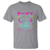 Kawaii Ramen Cat T Shirt Retro Japanese Noodles Lover Anime Aesthetic - Wonder Print Shop