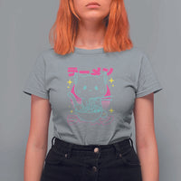 Kawaii Ramen Cat T Shirt For Women Retro Japanese Noodles Lover Anime Aesthetic - Wonder Print Shop