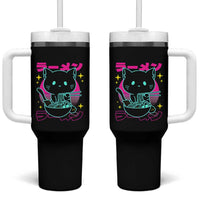 Kawaii Ramen Cat Tumbler With Handle Retro Japanese Noodles Lover Anime Aesthetic - Wonder Print Shop