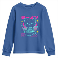 Kawaii Ramen Cat Youth Sweatshirt Retro Japanese Noodles Lover Anime Aesthetic - Wonder Print Shop