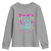 Kawaii Ramen Cat Youth Sweatshirt Retro Japanese Noodles Lover Anime Aesthetic - Wonder Print Shop