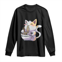 Ramen Cat Kawaii Long Sleeve Shirt Anime Japanese Neko Cute Graphic - Wonder Print Shop