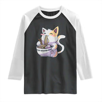 Ramen Cat Kawaii Raglan Shirt Anime Japanese Neko Cute Graphic - Wonder Print Shop