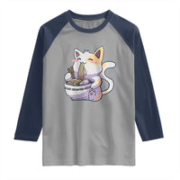 Ramen Cat Kawaii Raglan Shirt Anime Japanese Neko Cute Graphic - Wonder Print Shop