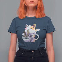 Ramen Cat Kawaii T Shirt For Women Anime Japanese Neko Cute Graphic - Wonder Print Shop