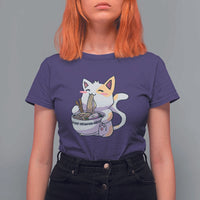 Ramen Cat Kawaii T Shirt For Women Anime Japanese Neko Cute Graphic - Wonder Print Shop