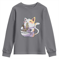 Ramen Cat Kawaii Youth Sweatshirt Anime Japanese Neko Cute Graphic - Wonder Print Shop