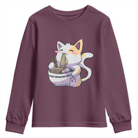 Ramen Cat Kawaii Youth Sweatshirt Anime Japanese Neko Cute Graphic - Wonder Print Shop