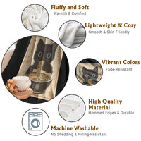 Vintage Kawaii Cat Ramen Graphic Throw Blanket Retro Japanese Anime Inspo - Wonder Print Shop