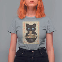 Vintage Kawaii Cat Ramen Graphic T Shirt For Women Retro Japanese Anime Inspo - Wonder Print Shop