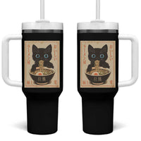 Vintage Kawaii Cat Ramen Graphic Tumbler With Handle Retro Japanese Anime Inspo - Wonder Print Shop