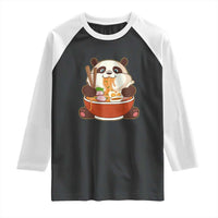 Kawaii Panda Eating Ramen Graphic Raglan Shirt Otaku Japanese Noodle Cute Anime Lover - Wonder Print Shop