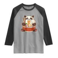 Kawaii Panda Eating Ramen Graphic Raglan Shirt Otaku Japanese Noodle Cute Anime Lover - Wonder Print Shop