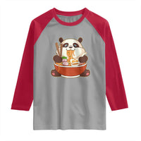 Kawaii Panda Eating Ramen Graphic Raglan Shirt Otaku Japanese Noodle Cute Anime Lover - Wonder Print Shop