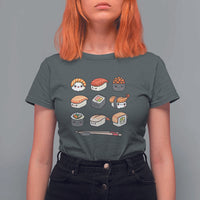 Kawaii Sushi Set T Shirt For Women Japanese Food Lover Anime Otaku Manga