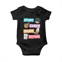 Anime Ramen Boba Sketching Baby Onesie Kawaii Otaku Anime Manga Japanese Pop Culture Cute Graphic