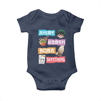 Anime Ramen Boba Sketching Baby Onesie Kawaii Otaku Anime Manga Japanese Pop Culture Cute Graphic