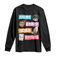 Anime Ramen Boba Sketching Long Sleeve Shirt Kawaii Otaku Anime Manga Japanese Pop Culture Cute Graphic