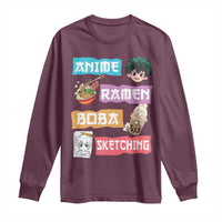 Anime Ramen Boba Sketching Long Sleeve Shirt Kawaii Otaku Anime Manga Japanese Pop Culture Cute Graphic