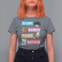 Anime Ramen Boba Sketching T Shirt For Women Kawaii Otaku Anime Manga Japanese Pop Culture Cute Graphic - Wonder Print Shop