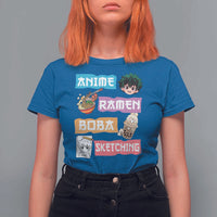 Anime Ramen Boba Sketching T Shirt For Women Kawaii Otaku Anime Manga Japanese Pop Culture Cute Graphic - Wonder Print Shop