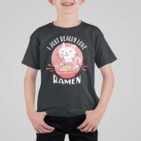 Funny Kawaii Cat Ramen Japanese T Shirt For Kid I Just Really Love Ramen Otaku Manga Cute Graphic - Wonder Print Shop