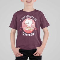 Funny Kawaii Cat Ramen Japanese T Shirt For Kid I Just Really Love Ramen Otaku Manga Cute Graphic - Wonder Print Shop
