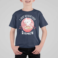Funny Kawaii Cat Ramen Japanese T Shirt For Kid I Just Really Love Ramen Otaku Manga Cute Graphic - Wonder Print Shop