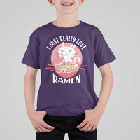 Funny Kawaii Cat Ramen Japanese T Shirt For Kid I Just Really Love Ramen Otaku Manga Cute Graphic - Wonder Print Shop