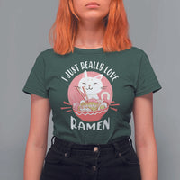Funny Kawaii Cat Ramen Japanese T Shirt For Women I Just Really Love Ramen Otaku Manga Cute Graphic - Wonder Print Shop