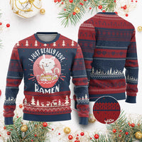 Funny Kawaii Cat Ramen Japanese Ugly Christmas Sweater I Just Really Love Ramen Otaku Manga Cute Graphic - Wonder Print Shop