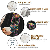 Retro Kawaii Ramen Cat Graphic Throw Blanket Cute Anime Japanese Japan Inspo - Wonder Print Shop