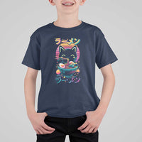 Retro Kawaii Ramen Cat Graphic T Shirt For Kid Cute Anime Japanese Japan Inspo - Wonder Print Shop