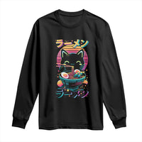 Retro Kawaii Ramen Cat Graphic Long Sleeve Shirt Cute Anime Japanese Japan Inspo - Wonder Print Shop