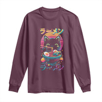 Retro Kawaii Ramen Cat Graphic Long Sleeve Shirt Cute Anime Japanese Japan Inspo - Wonder Print Shop