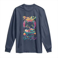 Retro Kawaii Ramen Cat Graphic Long Sleeve Shirt Cute Anime Japanese Japan Inspo - Wonder Print Shop