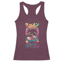 Retro Kawaii Ramen Cat Graphic Racerback Tank Top Cute Anime Japanese Japan Inspo - Wonder Print Shop