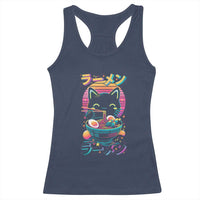 Retro Kawaii Ramen Cat Graphic Racerback Tank Top Cute Anime Japanese Japan Inspo - Wonder Print Shop