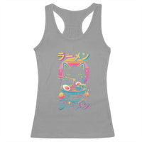 Retro Kawaii Ramen Cat Graphic Racerback Tank Top Cute Anime Japanese Japan Inspo - Wonder Print Shop