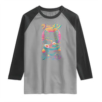 Retro Kawaii Ramen Cat Graphic Raglan Shirt Cute Anime Japanese Japan Inspo - Wonder Print Shop